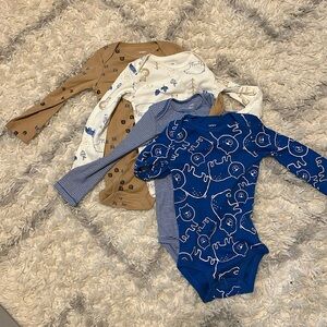 Carters 24m 4 piece long sleeve onesie animal multi blue and brown